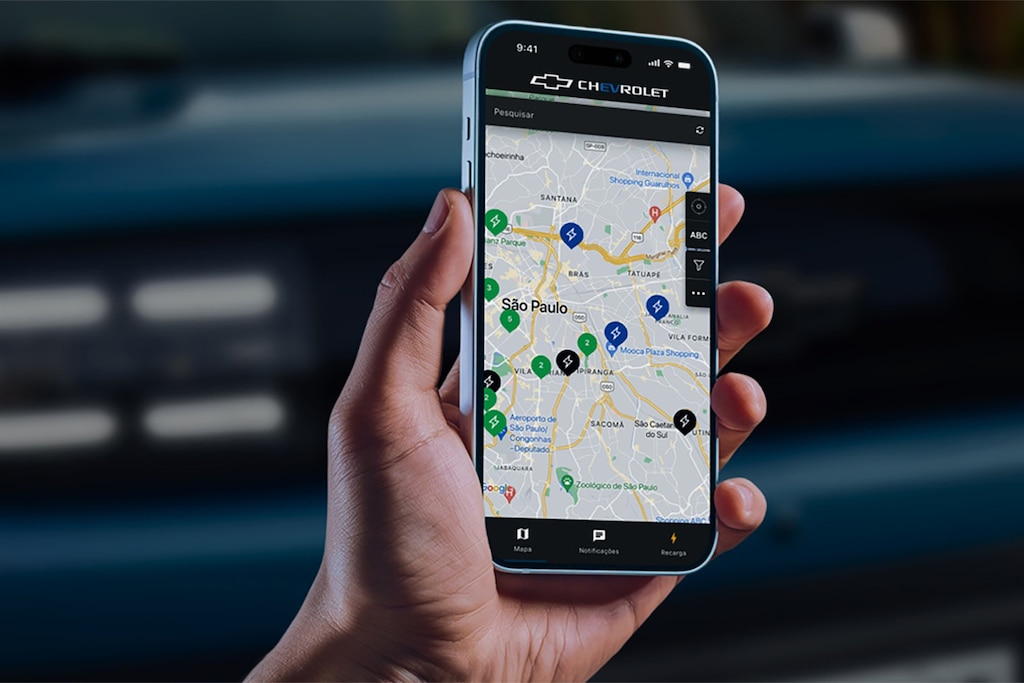Encontre um ponto de recarga mais próximo de você com MyChevrolet Charging